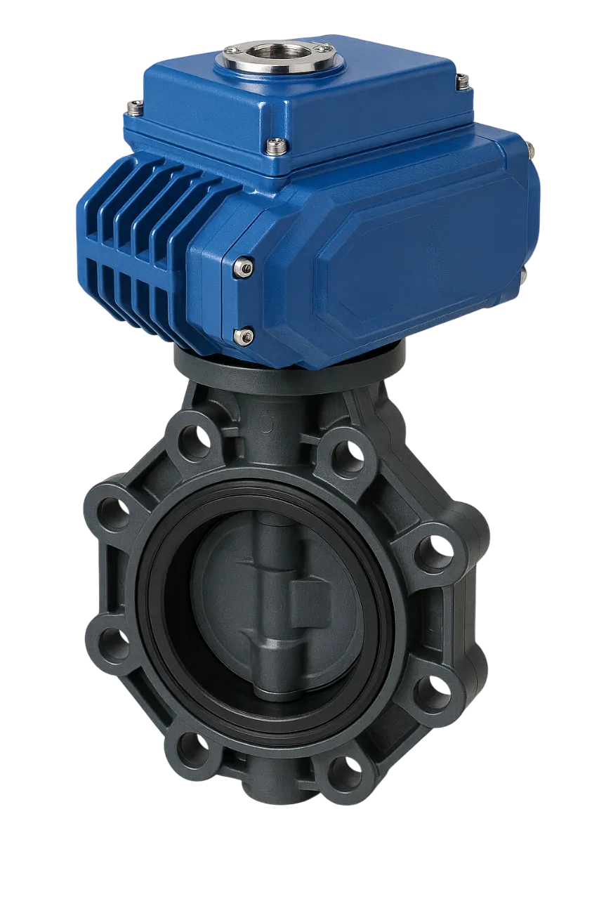 Дисковый затвор IFK ПВХ с электрическим приводом 24V DC, EPDM, IPS d140 (DN125)