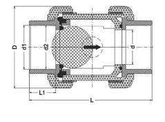Фото Шаровой обратный клапан ISXE ПВХ; с муфтовыми окончаниям, EPDM, IPS d63 (DN50)