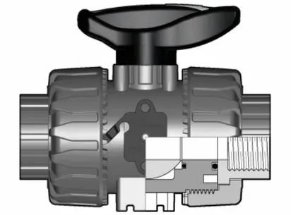 Фотография Шаровой кран промышленного применения VKD ХПВХ с муфтовыми окончаниями d25 (DN20)