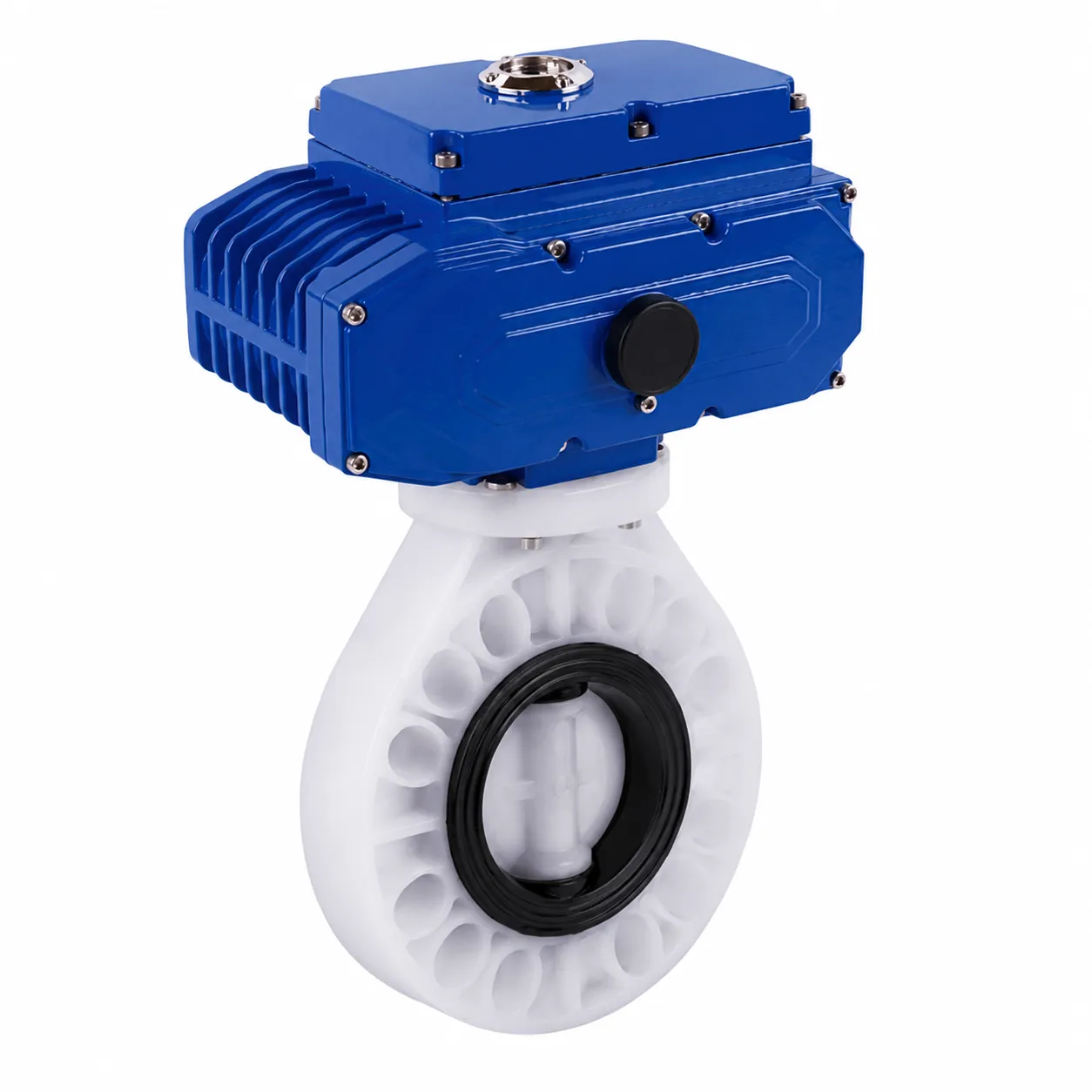 Дисковый затвор IFK ПВДФ с электрическим приводом 220V AC, EPDM, IPS d63 (DN50)