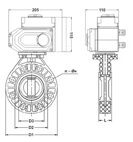 Фото Дисковый затвор IFK ПВДФ с электрическим приводом 24V DC, EPDM, IPS d140 (DN125)