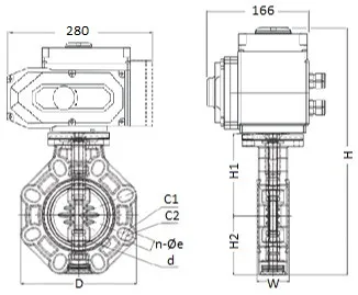 Фото Дисковый затвор IFK ПВХ с электрическим приводом 220V AC, FKM, IPS d160 (DN150)