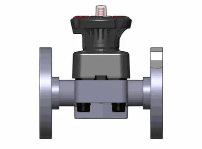 Мембранный клапан DKOM c фланцевыми окончаниями (уплотнение FKM / мембрана FKM) PP-H d20 (DN15)