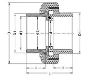 Фото Разборная муфта ПВДФ для раструбной сварки PN 16 d90