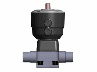 Мембранный клапан DK с пневмоприводом НО, PN10 с втулочными окончаниями (уплотнение FKM/мембрана FKM) PP-H d25 (DN20)
