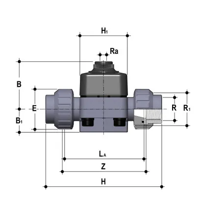 Фото Мембранный клапан ПВХ с пневмоприводом прямого действия, DK, EPDM, FIP R1 1/2'' (DN40)