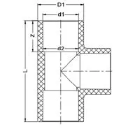 Фото Тройник ПВДФ для раструбной сварки 90° PN 16 d63