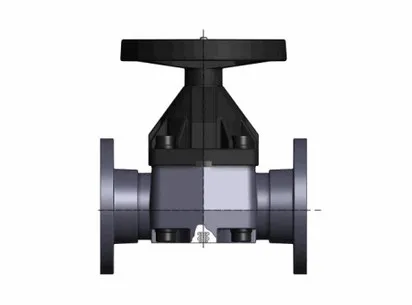 Мембранный клапан VMOM с фланцевыми окончаниями (уплотнение PTFE / мембрана PTFE) PP-H d110 (DN100)
