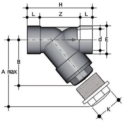 Фото Грязевый фильтр RVIV ПВХ с муфтовыми окончаниями, EPDM, FIP d75 (DN65)