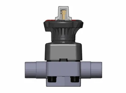 Мембранный клапан DK/L ХПВХ с втулочными окончаниями d75 (DN65)