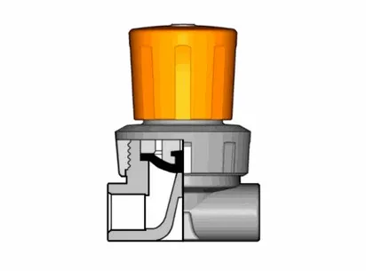 Мембранный мини-клапан VMIV ПВХ c  муфтовыми окончаниями, EPDM, FIP d12 (DN8)