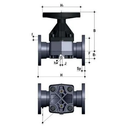 Фото Мембранный клапан VMOV ПВХ с фланцевыми окончаниями, EPDM, FIP d90 (DN80)