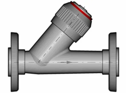 Угловой обратный клапан VROV ПВХ с фланцевыми окончаниями, FKM, FIP d50 (DN40)