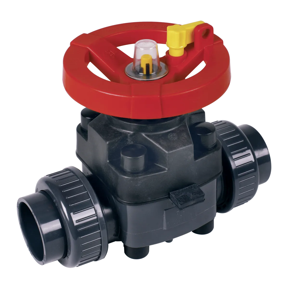 Мембранный клапан ПВХ с муфтовыми окончаниями, FKM, Praher Plastics d32 (DN25)