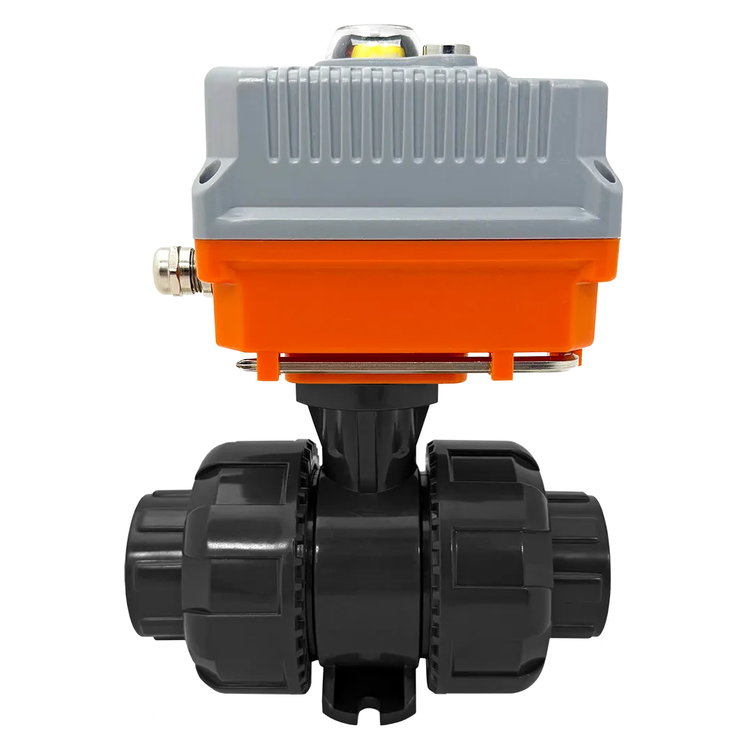 Изображение Шаровой кран IVKD ПВХ с эл.приводом 220V AC, муфтовые окончания, FKM, IPS d90 (DN80)