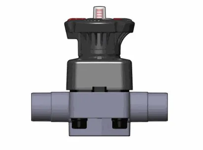 Мембранный клапан DKDV ПВХ с втулочными окончаниями, FKM, FIP d63 (DN50)