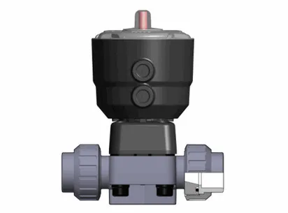 Мембранный клапан DK с пневмоприводом НЗ, PN10 с муфтовыми окончаниями (уплотнение FKM/мембрана FKM) PP-H d25 (DN20)
