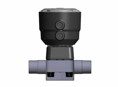 Мембранный клапан DK ПВХ с пневмоприводом НЗ, PN6, втулочные окончания, EPDM, FIP d25 (DN20)