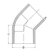 Фото Отвод для стыковой сварки 45° PP-H IPS (Model B) PN10 d400