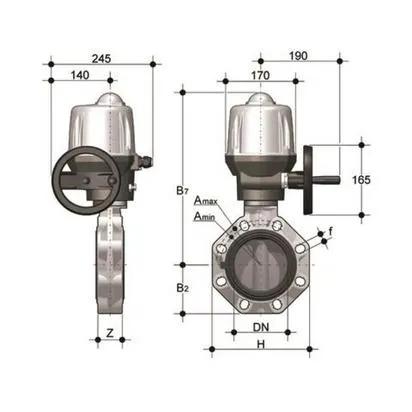 Фото Дисковый затвор FK ПВДФ с эл.приводом 24V AC/DC d140 (DN125)