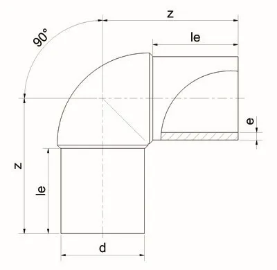 Отвод 90° PP-H Simona d200 SDR11 PN10