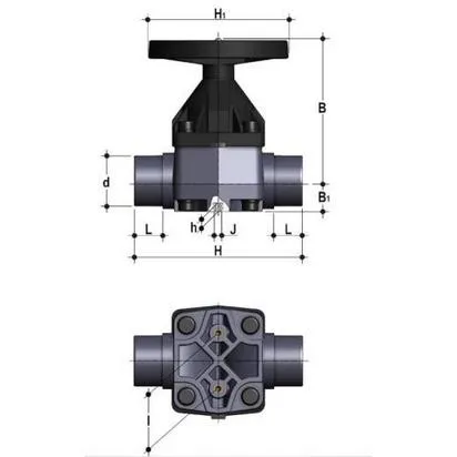 Фото Мембранный клапан VMDV ПВХ с втулочными окончаниями, PTFE, FIP d110 (DN100)