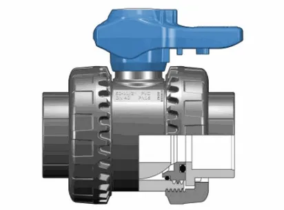 Шаровой кран ПВХ общего применения VEE; муфтовые окончания, EPDM, FIP d50