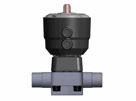 Фотография Мембранный клапан DK с пневмоприводом ДвД, PN10 с втулочными окончаниями d32 (DN25)