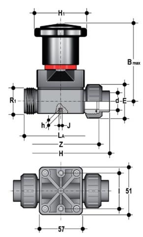 Фото Компактный мембранный клапан CM с разборными муфтовыми окончаниями d20 (DN15)