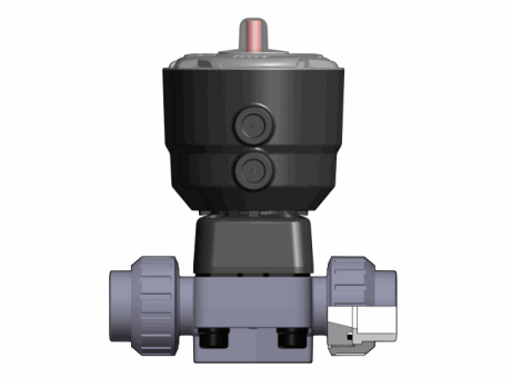 Фотография Мембранный клапан DK с пневмоприводом ДвД, PN10 с муфтовыми окончаниями d50 (DN40)