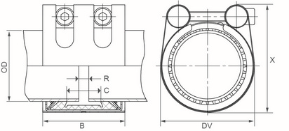 Фото Соединительная муфта GRIP  Ø54.0-168.3, FKM, W5 d127