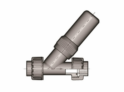 Угловой предохранительный клапан SV ПВХ с резьбовыми окончаниями, FKM, FIP R1/2'' (DN15)
