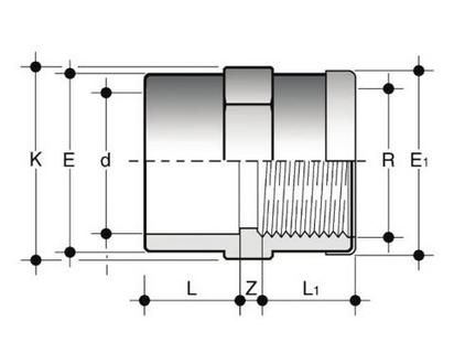 Фото Переходная муфта с усиливающим кольцом  ХПВХ PN16 63x2"