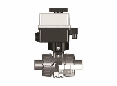 Шаровой кран VKD ХПВХ с эл.приводом 90-240V, втулочные окончания d63 (DN50)